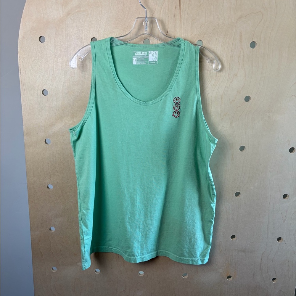 Dutch Bros Mint Green Embroidered Smiley Face Tank Top Unisex Swag Size Large